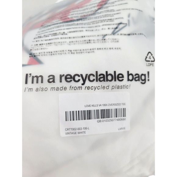 Civil Regime Love Kills V4 199X Oversized T-Shirt Large Streetwear Y2K NEW - Picture 5 of 5